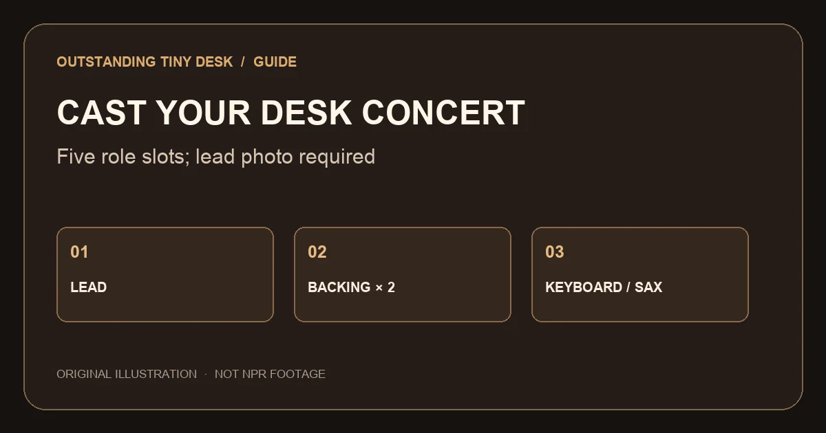 Diagram of lead singer, backing singers, keyboard and saxophone roles